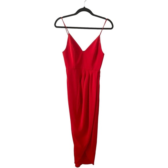 Shona Joy Core Cocktail Draped Dress in Tomato Red Size 2 - Picture 4 of 9